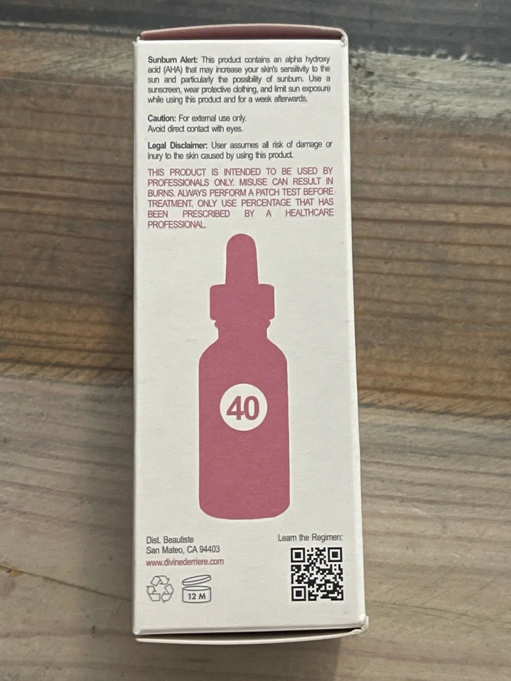 Divine Pro Skincare Glycolic Acid 40% Solution AHA Peel 1 oz NEW